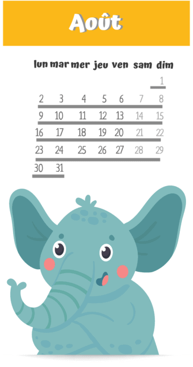 Calendrier Le village des enfants - Aout